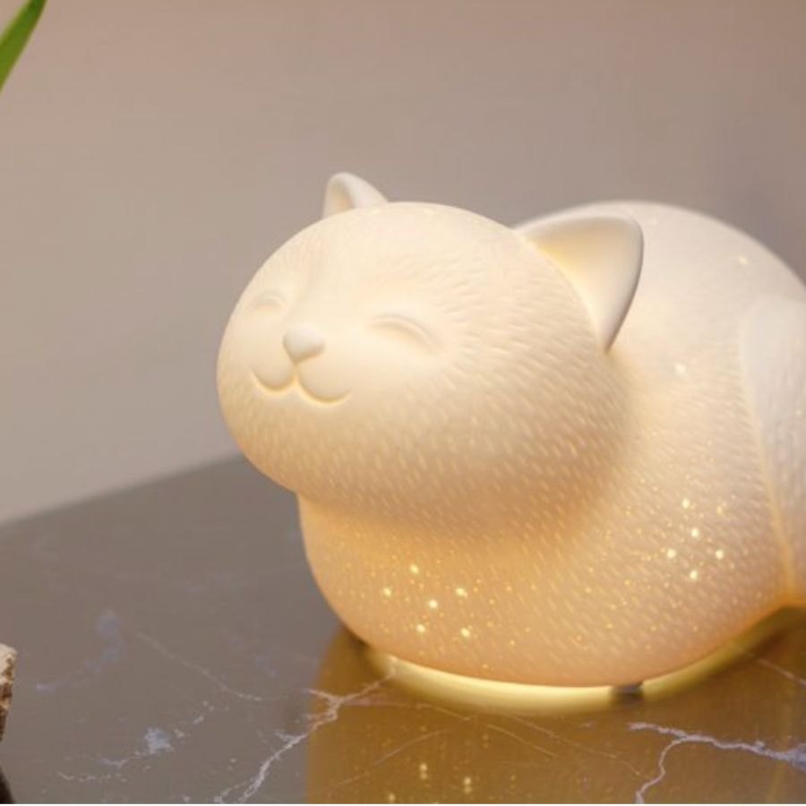 Smiley Cat Porcelain Lamp