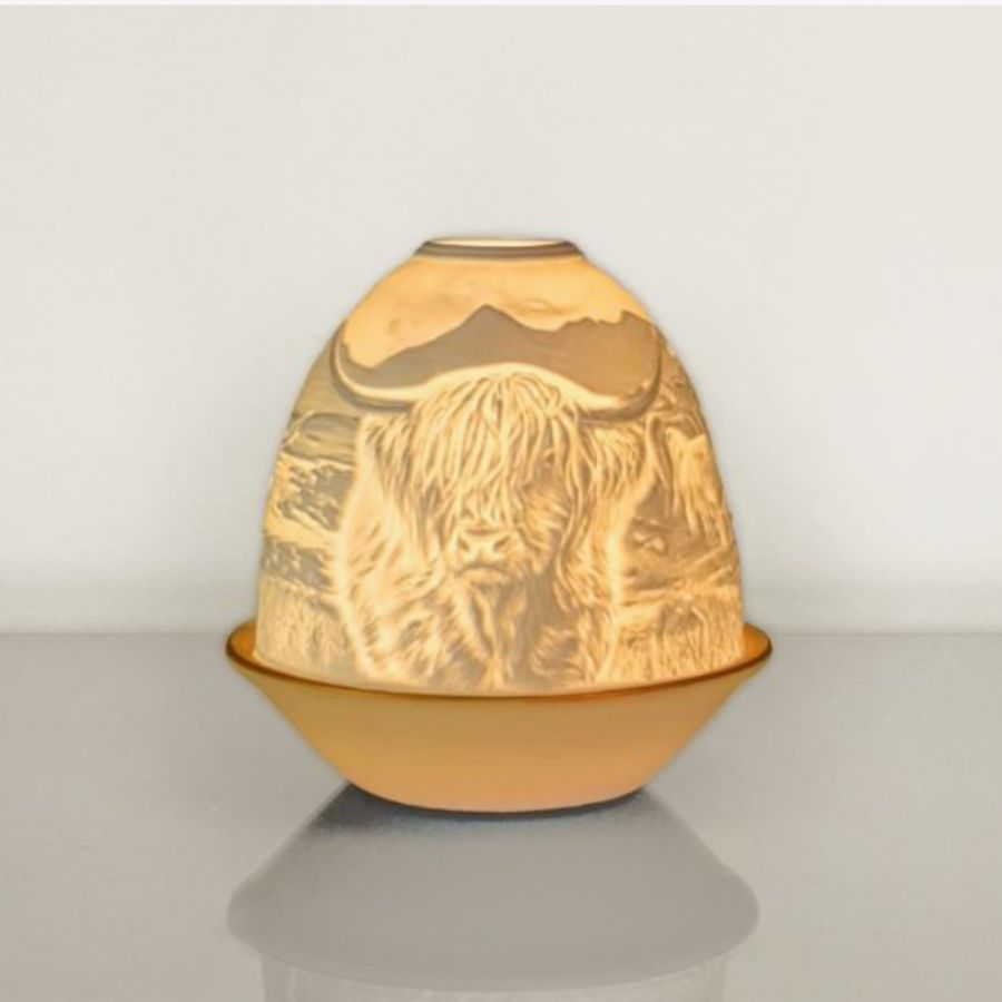 Highland Cow Porcelain Tea Light Dome