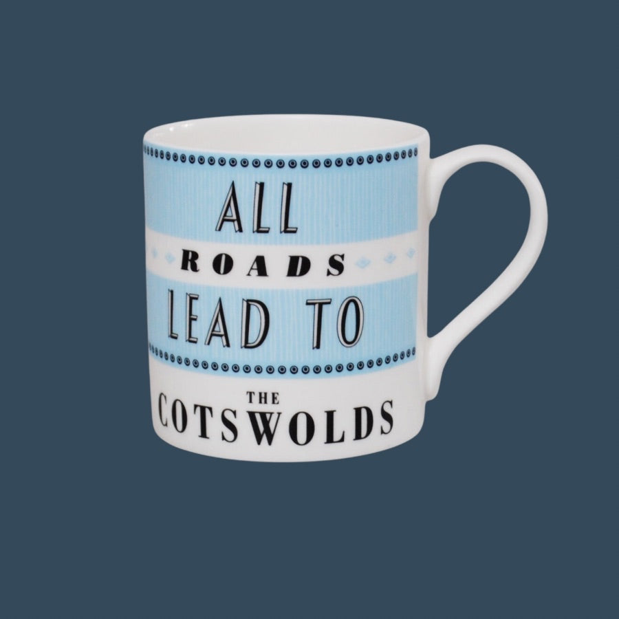 All Roads lead to the Cotswolds Mug-Blue L