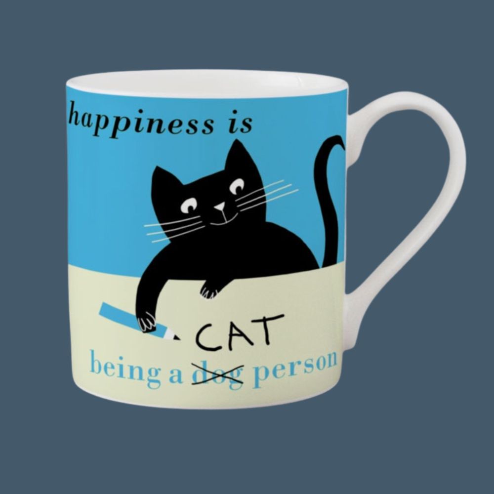 Happiness Naughty Cat Mug - Blue