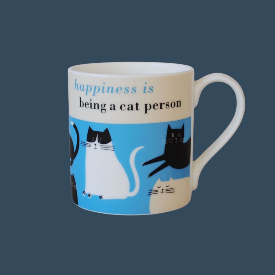 Happiness is 'Being a Cat Person Mug - Blue  Large