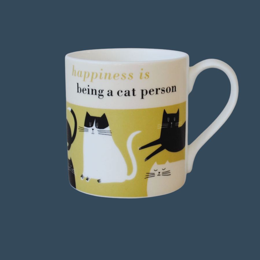 Happiness is 'being a Cat Person' Mug - Olive Large