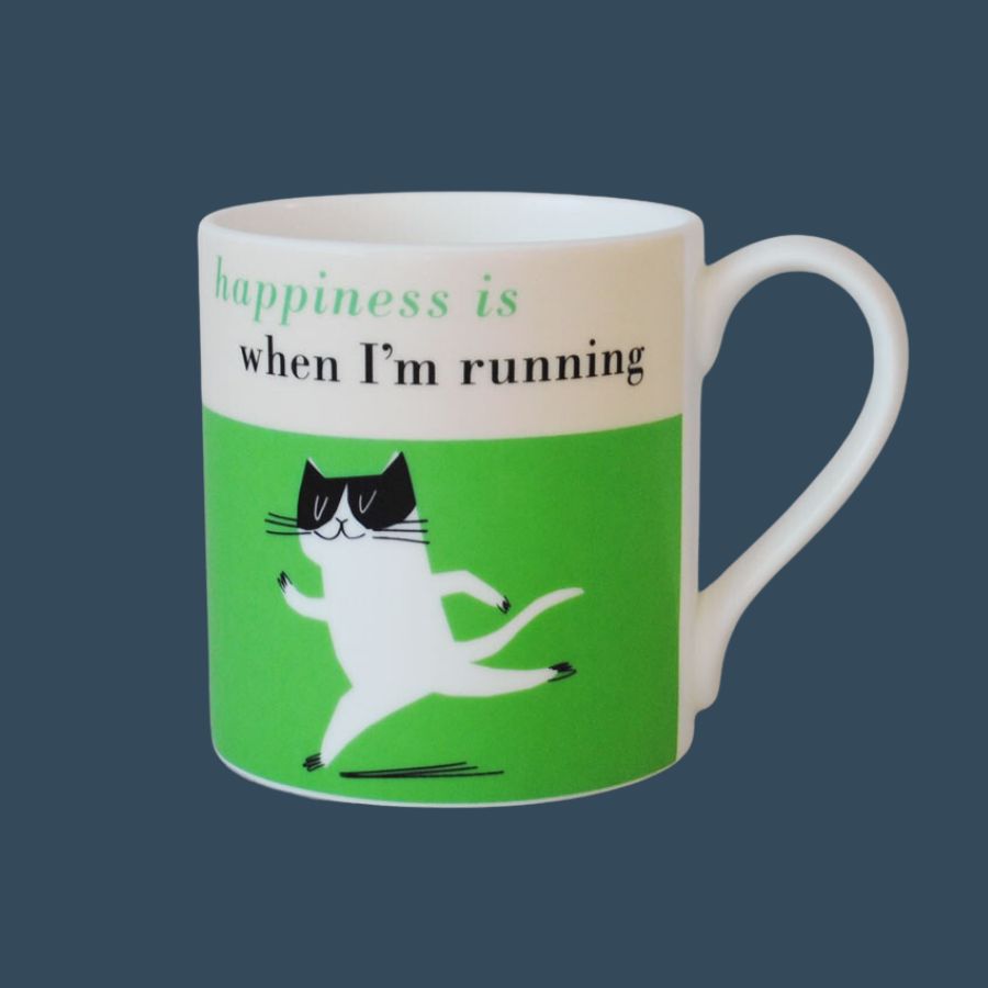 Happiness is when Im Running' Mug - Green Large