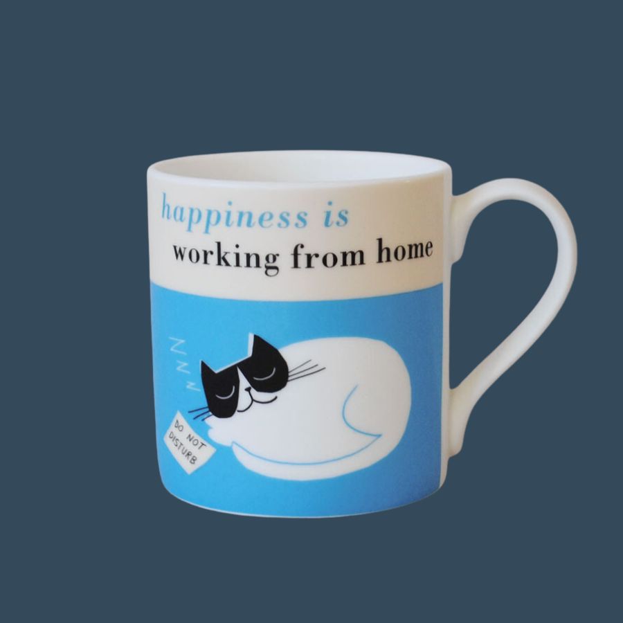 Happiness is 'Working from Home' Mug- Blue L