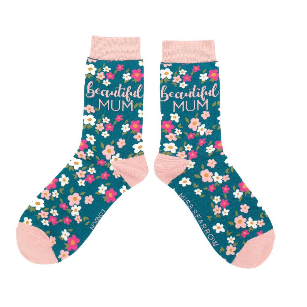Womens Beautiful Mum Socks - Teal