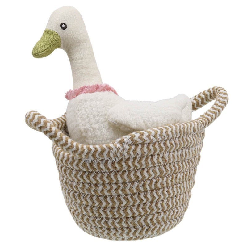 White Goose Toy in a basket