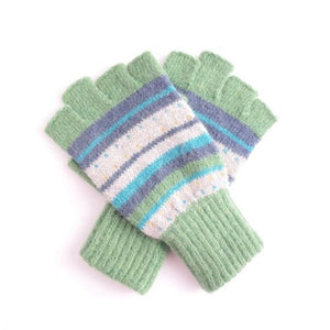 Fingerless Dots and Stripes Gloves Green