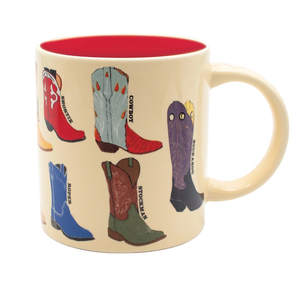 Mug featuring different styles of Cowboy Boots