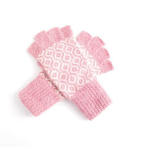 Fingerless Honeycomb Gloves -Pink