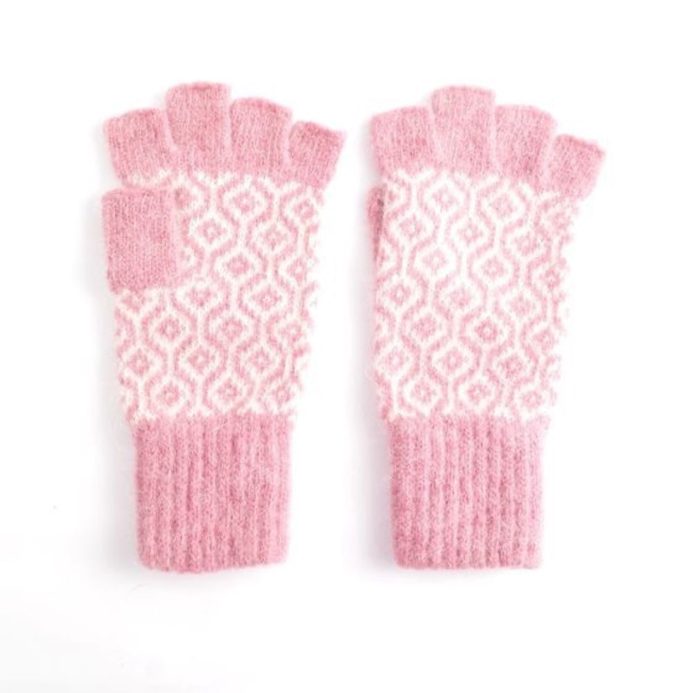 Fingerless Honeycomb Gloves -Pink