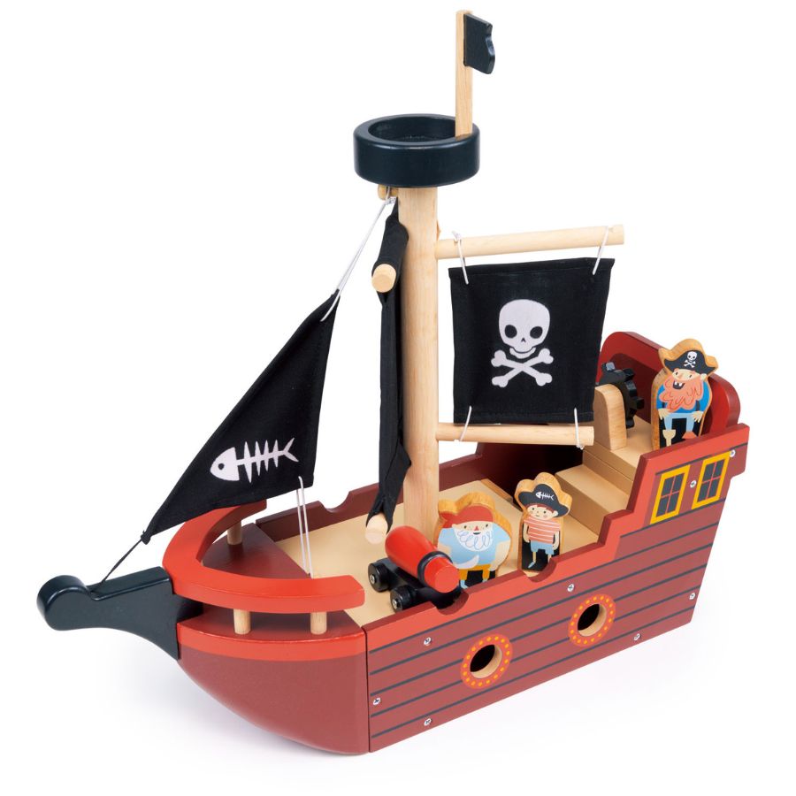Wooden Fishbone Pirate ship Toy