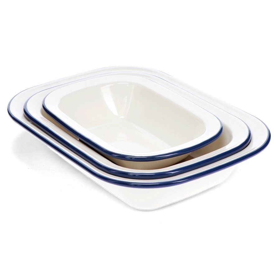 Set of Enamel Pie Dishes - Blue