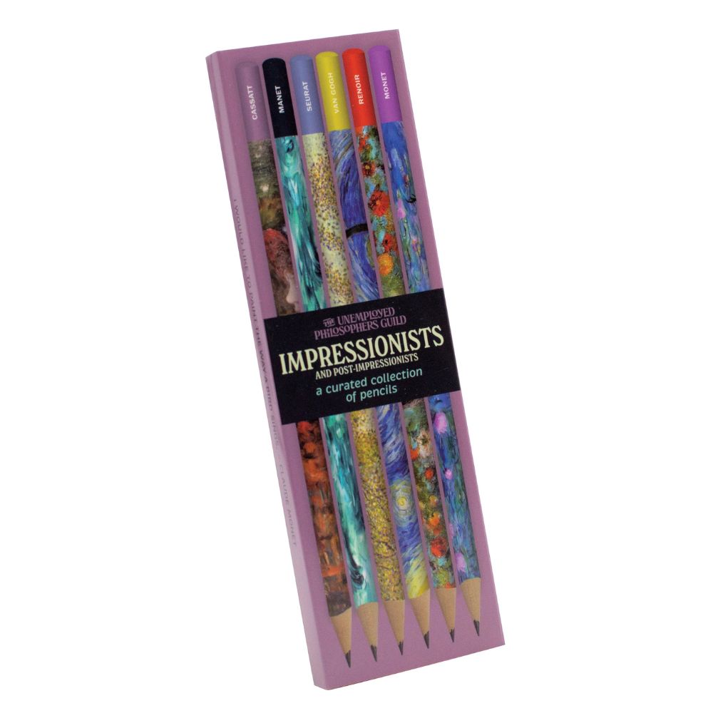 Set of Impressionist painter designs on pencils