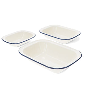 Set of Enamel Pie Dishes - Blue