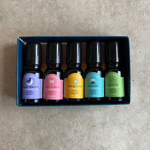 set of 5 aromatherapy pick me up oils in a box