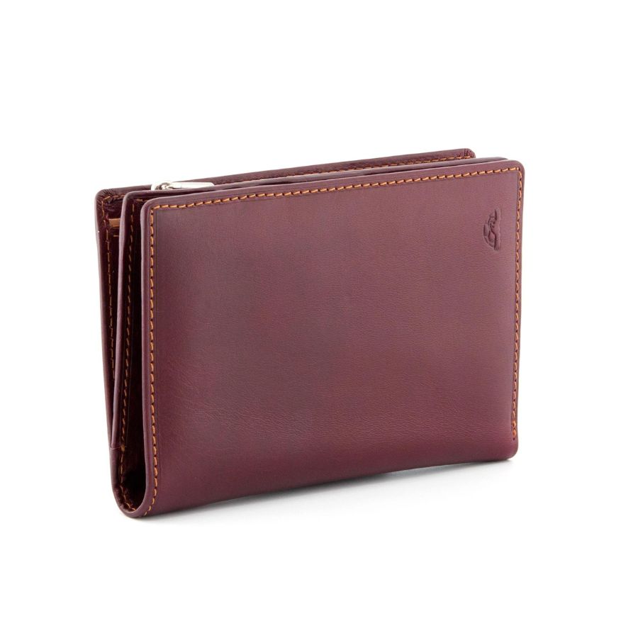 Dark Plum/ Brown Italian Leather Purse