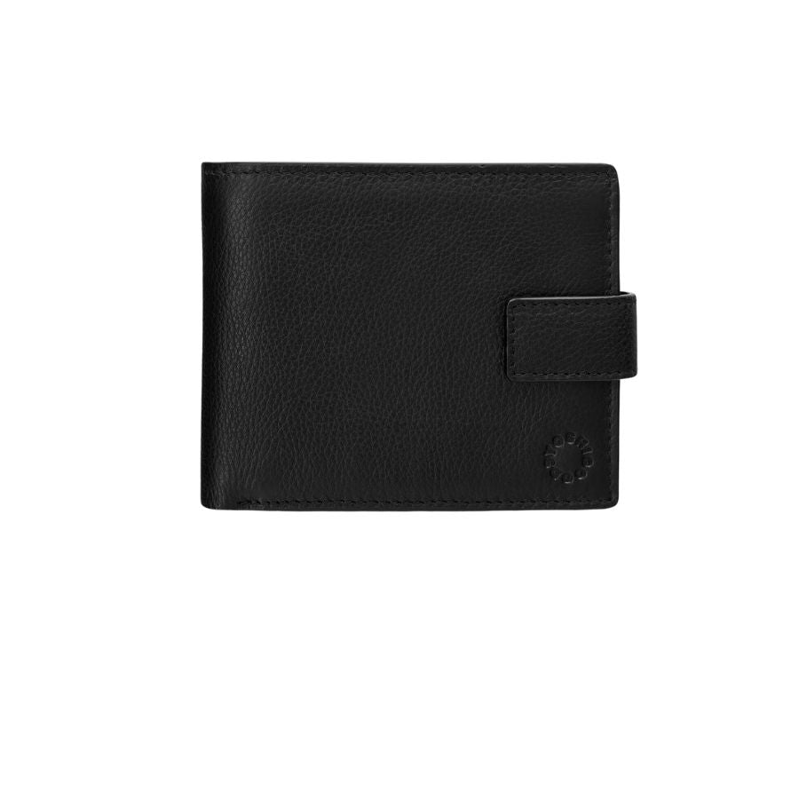 Black Leather Wallet with extra capacity and coin pocket