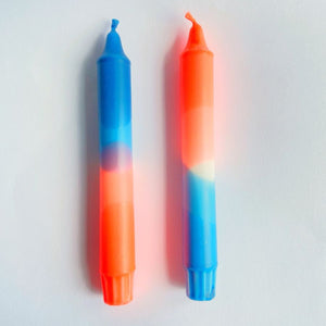 Dinner Candles -Neon Coral & Teal