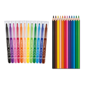Colour In Pencil Case with 12 Pens & 12 Pencils
