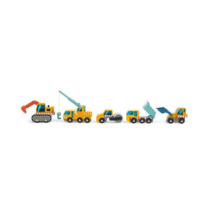A set of wooden Construction vehicles for kids