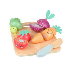 Happy Wooden Cutting Veggies and Board