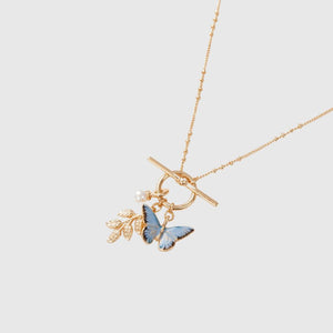 Enamel Blue Butterfly with charm necklace