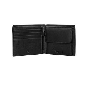 Black leather wallet with coin pocket