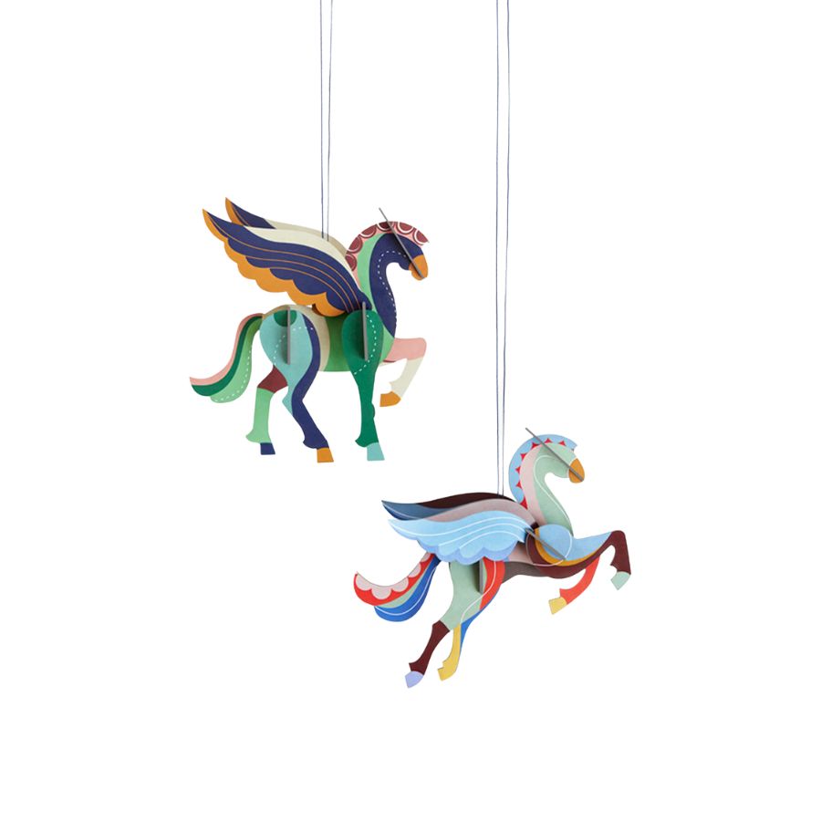 Flying Pegasus set of 2 ornaments