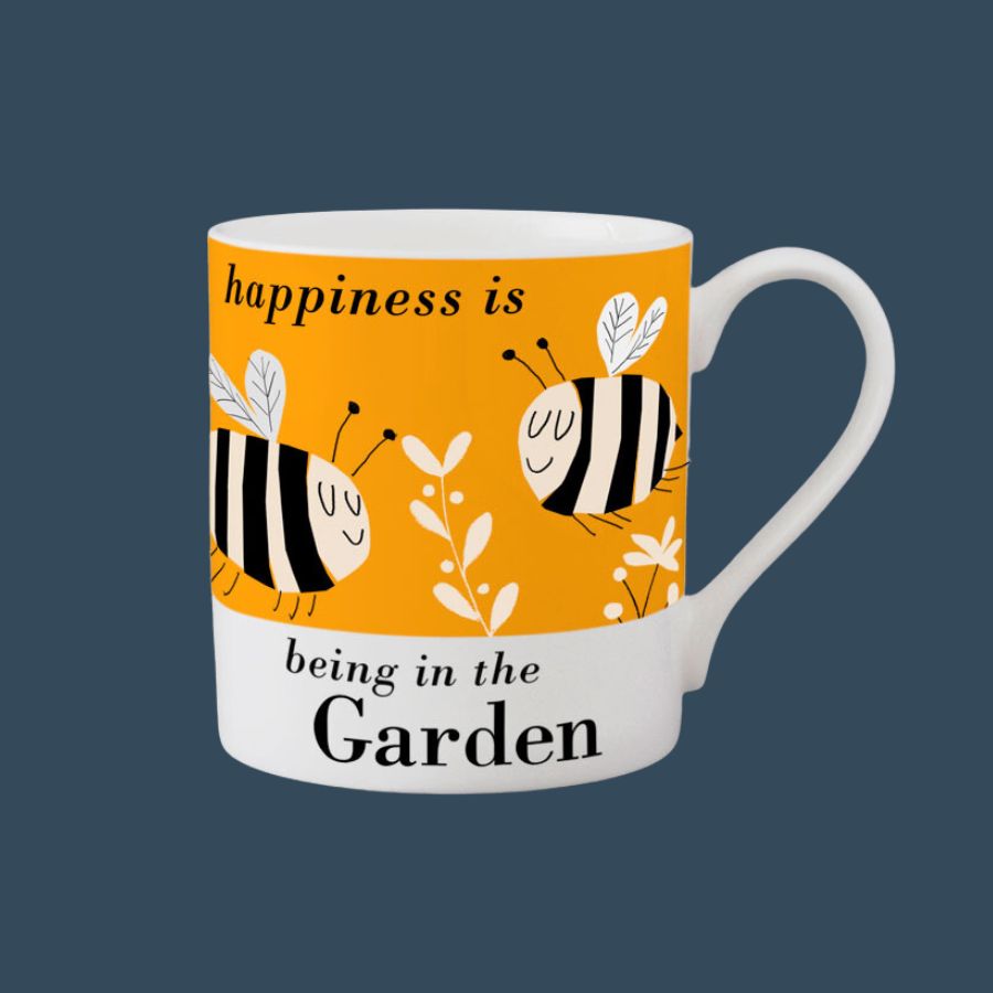 Happiness is being in the Garden Mug - Orange Bee