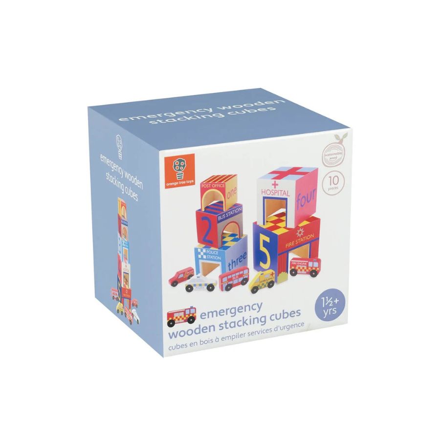 Emergency Vehicle Children’s Stacking Wooden Cubes