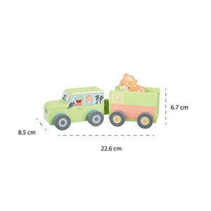 Car & trailer with pony kids wooden toy