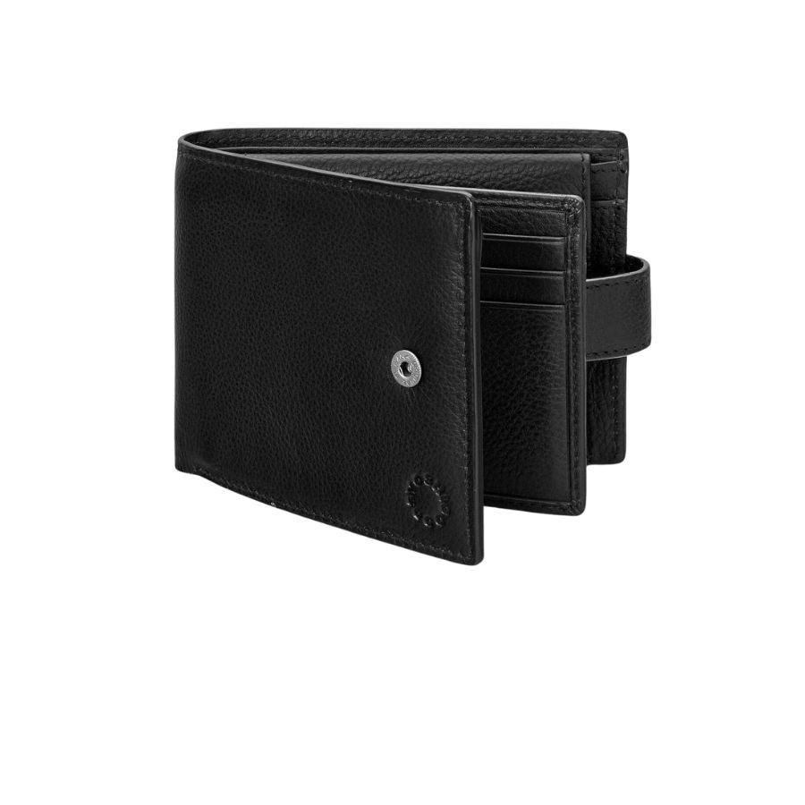 Extra Large Black Leather Wallet with tab