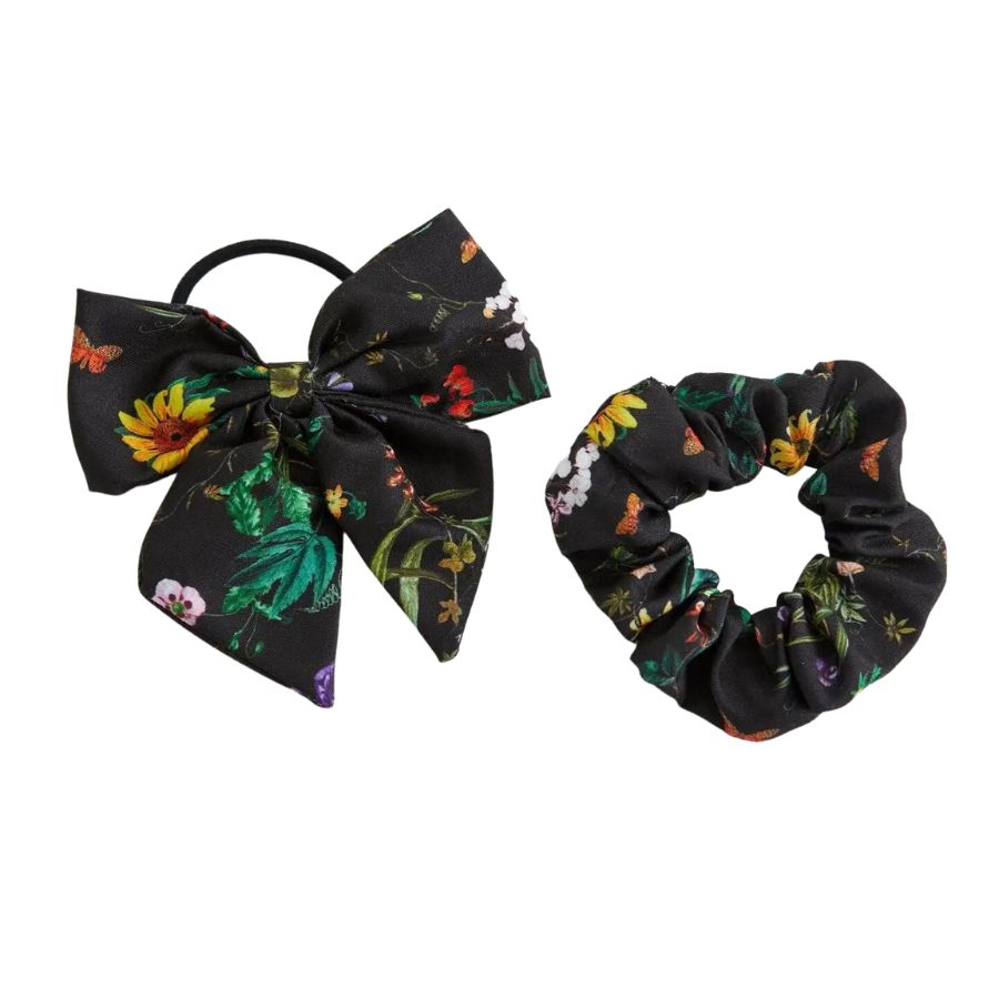 Black Hair Bow & Scrunchie - Pumpkin