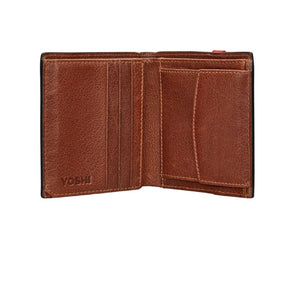 Brown Leather Wallet with Red Elastic fastening