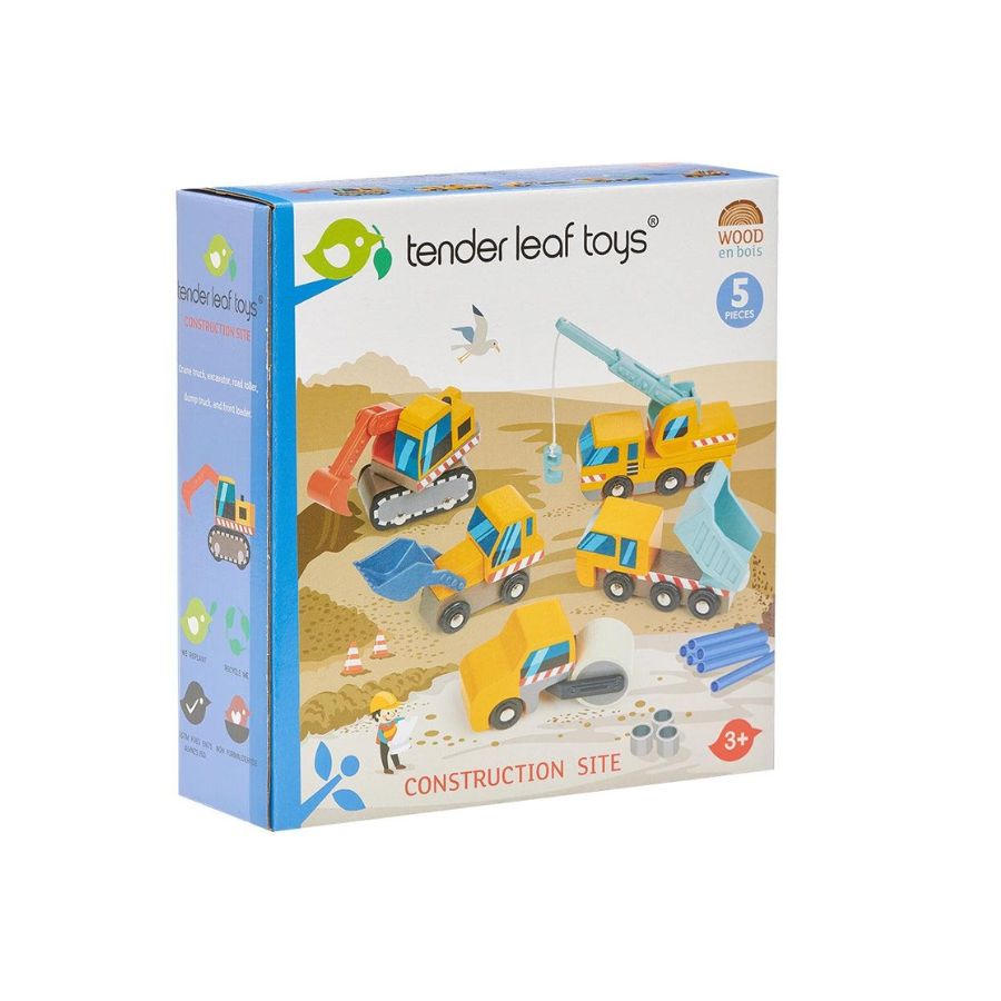 A set of wooden Construction vehicles for kids