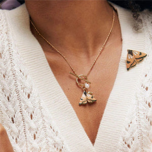 Moth & Leaf Charm Necklace