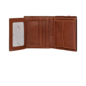 Brown Leather Wallet with Red Elastic fastening