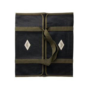 Canvas Log Carrier in black with green handles