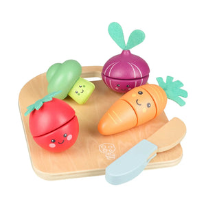 Happy Wooden Cutting Veggies and Board