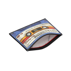 Back to the 80’s Cassette Tape Leather Card Holder - Blue
