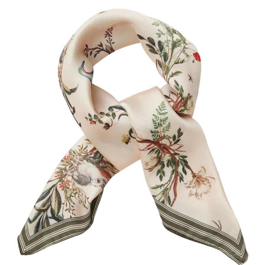 Toile De Jouy Olive Green Scarf