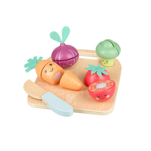 Happy Wooden Cutting Veggies and Board