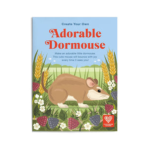 Book cover of 'Create Your Own Adorable Dormouse' with a mouse illustration on a colorful background.