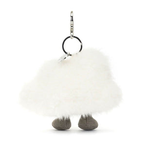 fluffy white hanging cloud handbag charm rear view