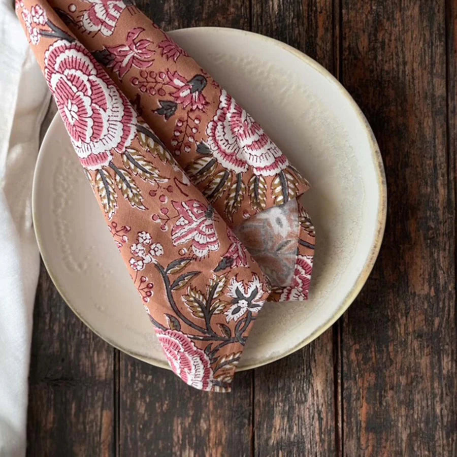 Peach & Green Floral Napkins