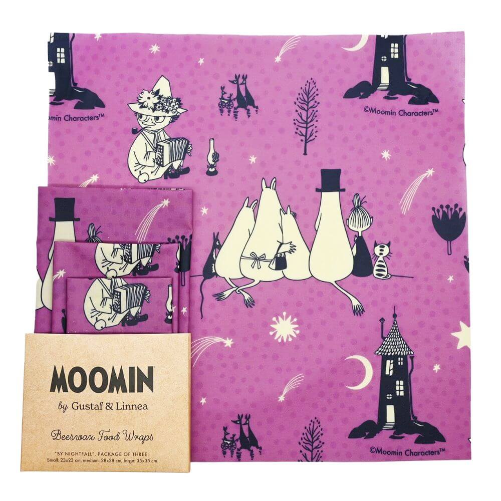 Moomin Beeswax Food Wraps -'By Nightfall' pack of 3