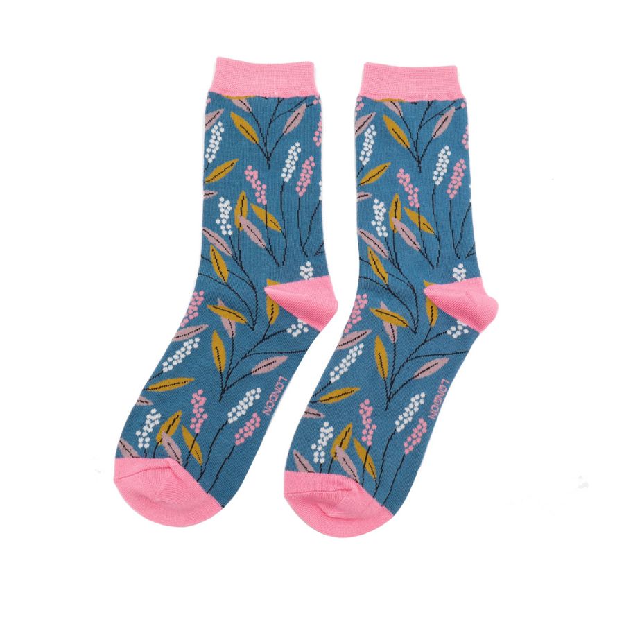 Womens Socks Berry Branches - Navy