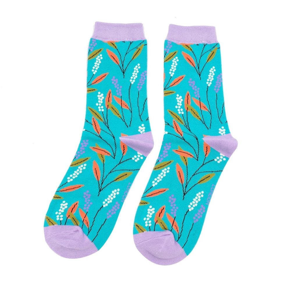 Womens Socks Berry Branches - Turquoise
