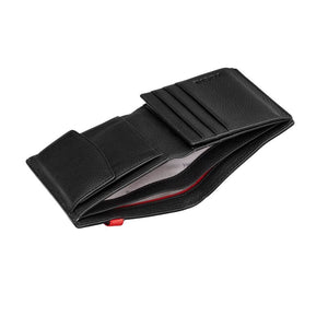 Black Leather Wallet with Red Elastic fastening