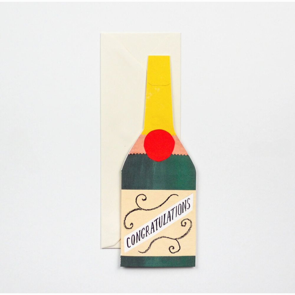 Congratulations - Champagne Bottle Shaped Card